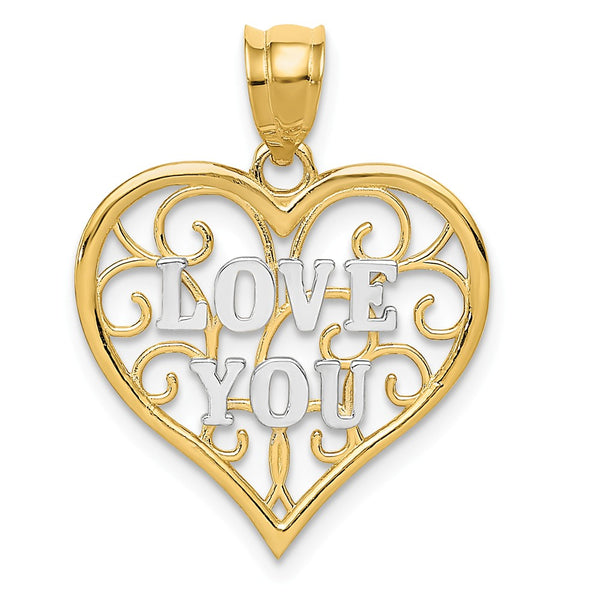 Polished,14K Yellow Gold,Filigree,Rhodium