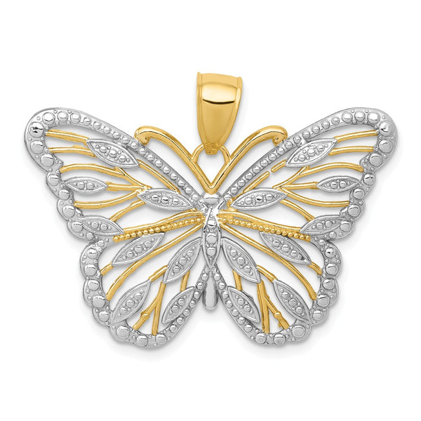 Casted,Polished,14K Yellow Gold,Open Back,Rhodium,Textured