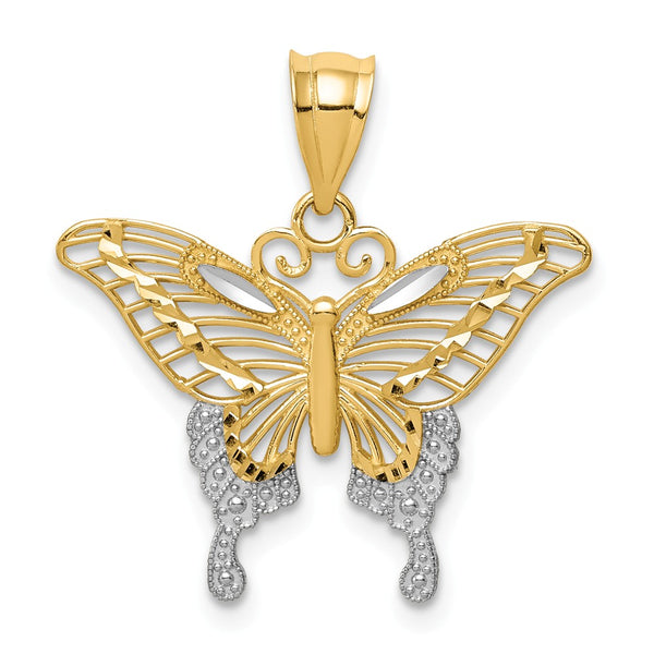 Casted,Diamond Cut,Polished,14K Yellow Gold,Rhodium,Textured