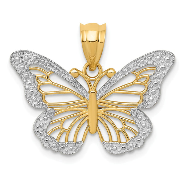 Casted,Polished,14K Yellow Gold,Rhodium,Textured