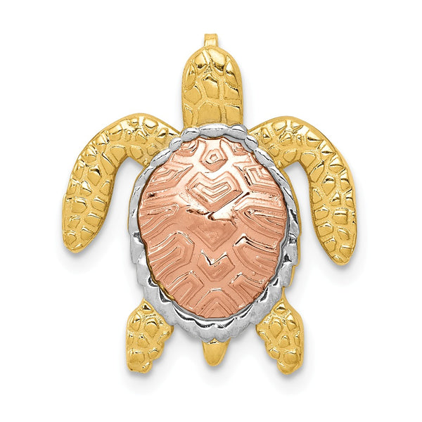 14K Two-Tone,Textured,Rhodium-Plated,Chain Slide