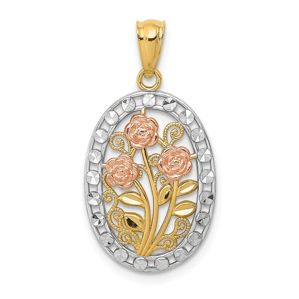 Polished,14K Two-Tone,Rhodium,Textured