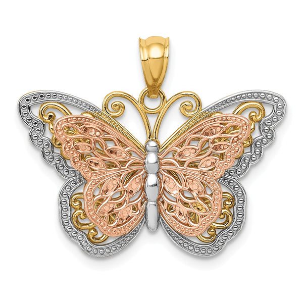 Polished,14K Two-Tone,Rhodium,Diamond Cut