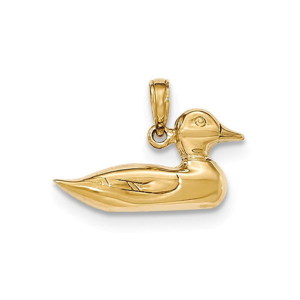 14K Yellow Gold  Mallard Duck Pendant