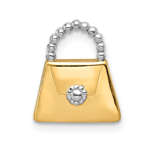 Polished,14K Yellow Gold,Open Back,Rhodium,Chain Slide