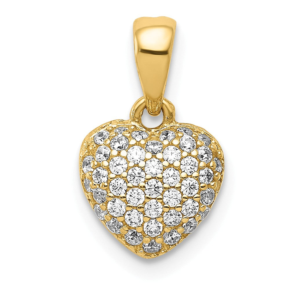 14K Yellow Gold Polished Pave� CZ Heart Pendant
