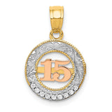 14K Two-Tone With White Rhodium CZ 15 Pendant