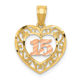 14K Two-Tone Diamond Cut 15 Pendant