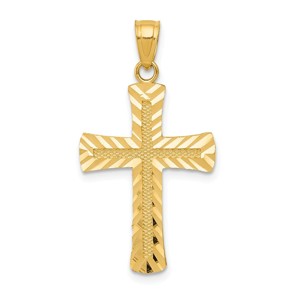 14K Yellow Gold Diamond Cut Latin Cross Pendant