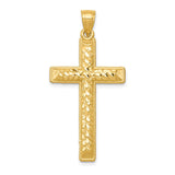 14K Yellow Gold Diamond Cut Latin Cross Pendant