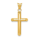 14K Yellow Gold Polished Tube Cross Pendant