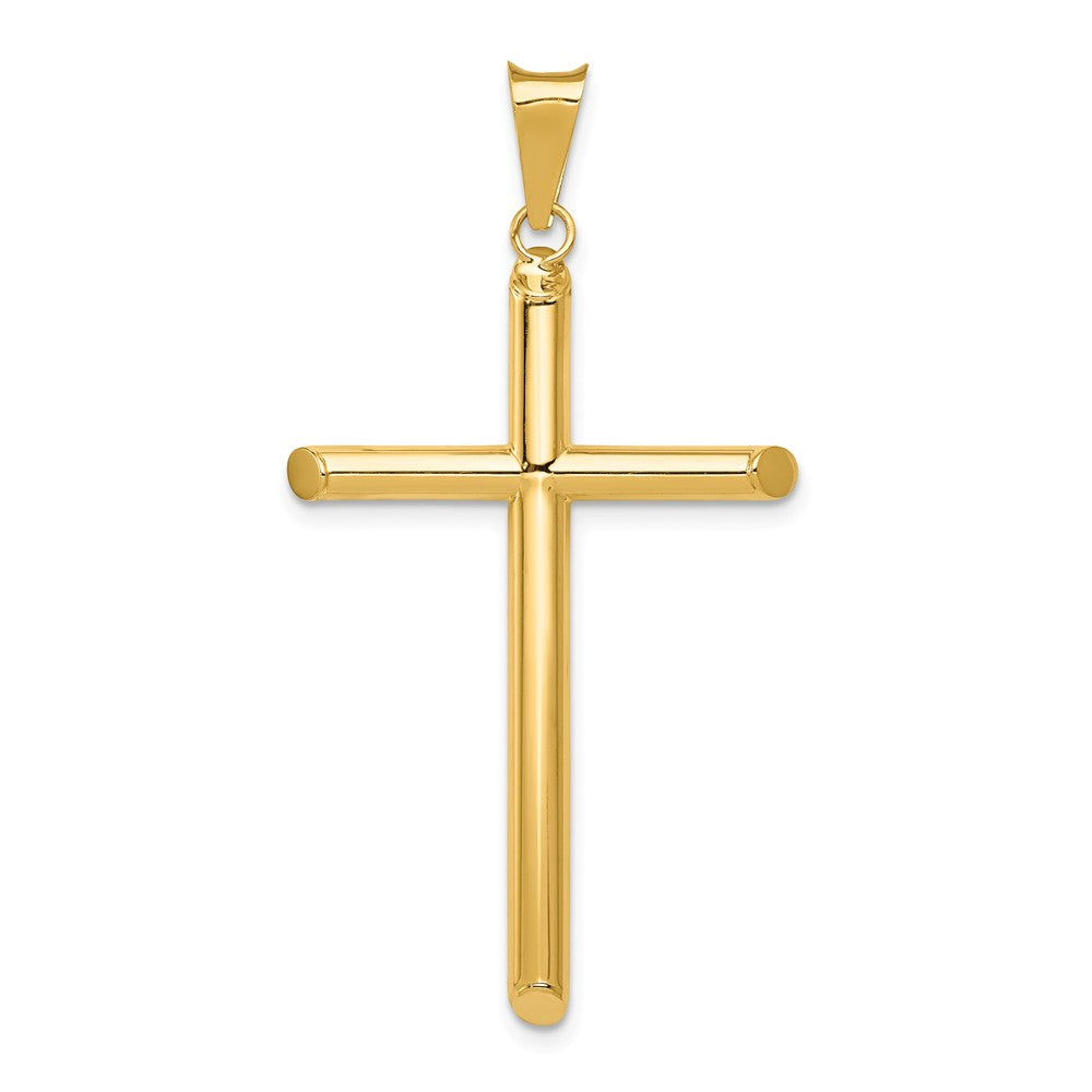 14K Yellow Gold Polished Tube Cross Pendant