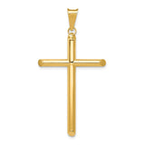 14K Yellow Gold Polished Tube Cross Pendant