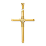 14K Yellow Gold Polished Tube Cross Pendant