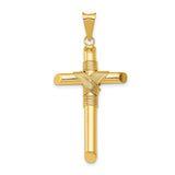 14K Yellow Gold Polished Tube Cross Pendant