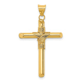 14K Yellow Gold Polished Tube Cross Pendant