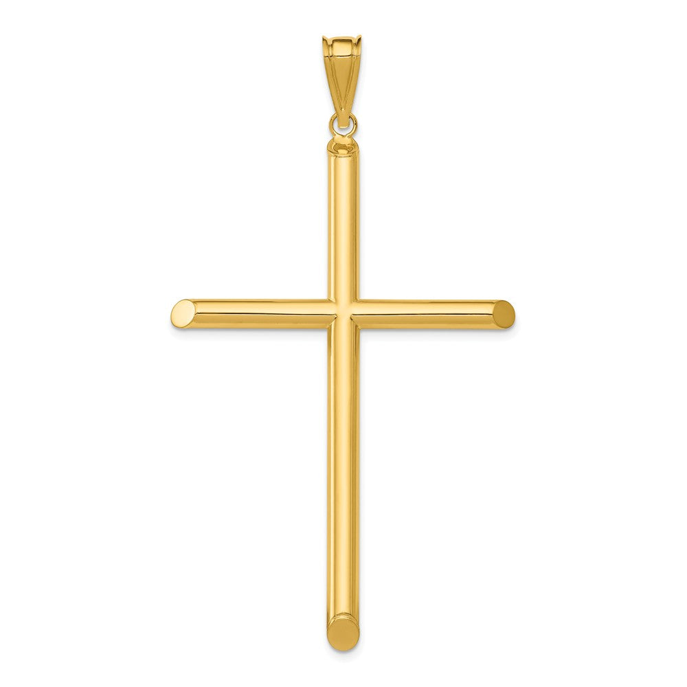 14K Yellow Gold Polished Tube Cross Pendant