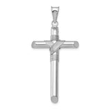 14K White Gold Polished Tube Cross Pendant