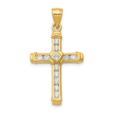 14K Yellow Gold CZ Cross Pendant