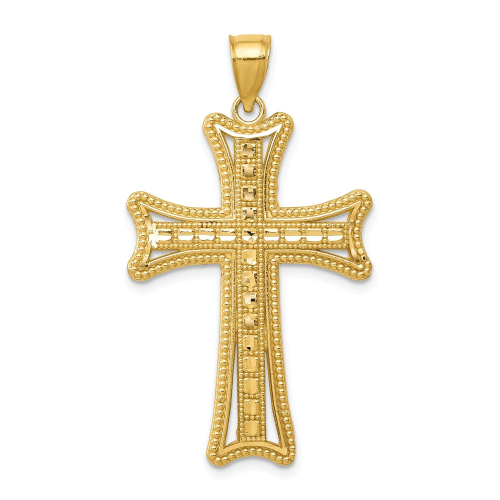 14K Yellow Gold Diamond Cut Cross Pendant