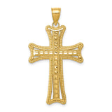 14K Yellow Gold Diamond Cut Cross Pendant
