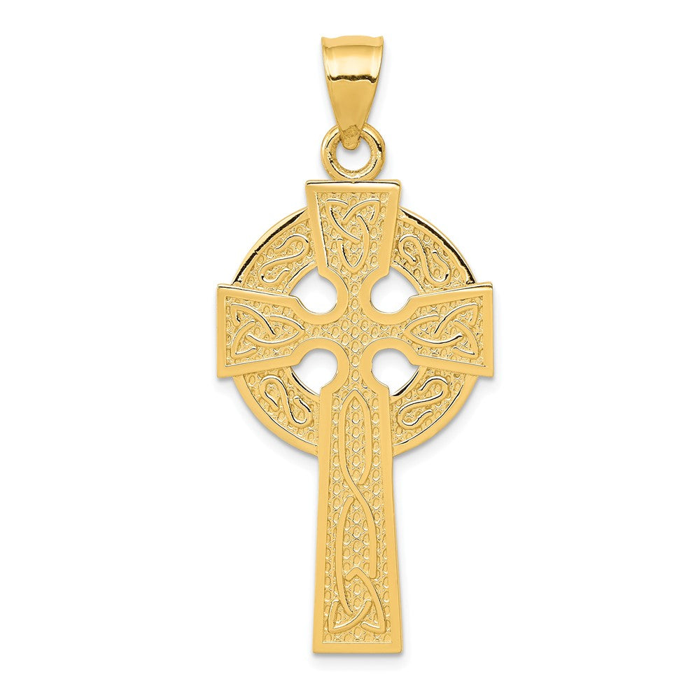 14K Yellow Gold Polished Celtic Cross Pendant