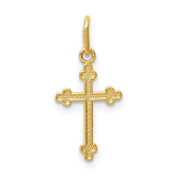14K Yellow Gold Polished Small Budded Cross Charm