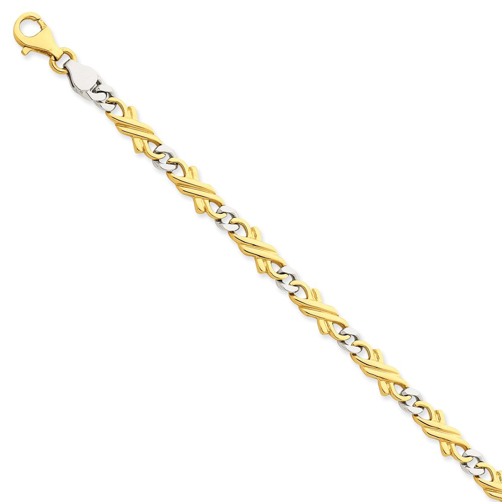 Solid,Casted,Polished,14K Two-Tone,Fancy Lobster Clasp