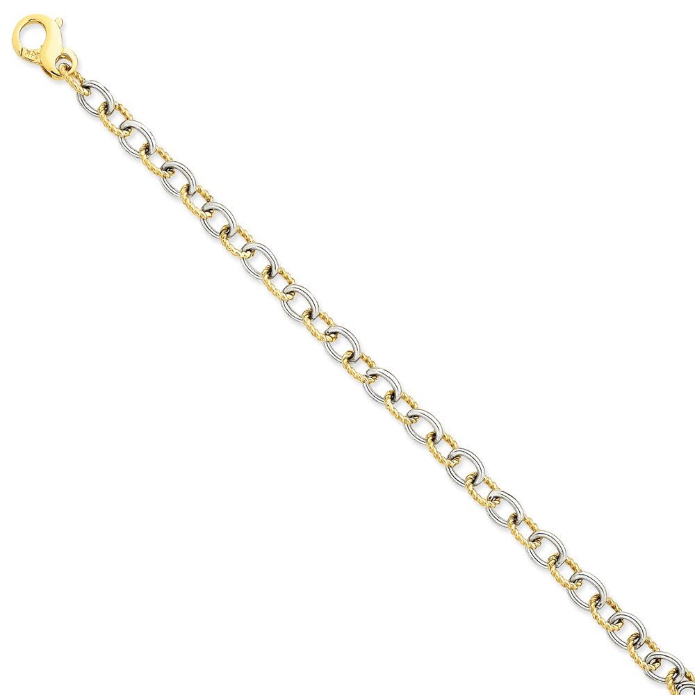 Solid,Casted,Polished,14K Two-Tone,Fancy Lobster Clasp