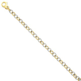 Solid,Casted,Polished,14K Two-Tone,Fancy Lobster Clasp