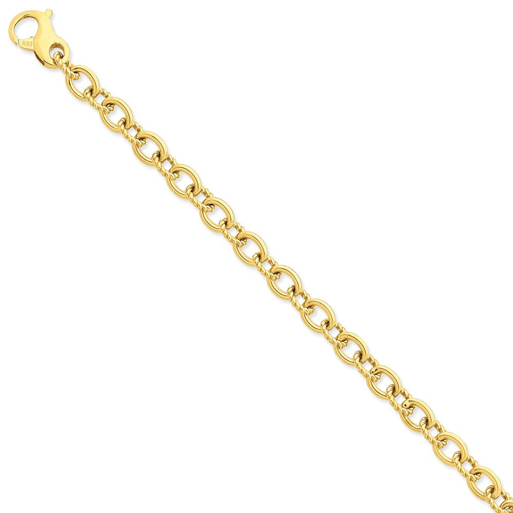 Solid,Casted,Polished,14K Yellow Gold,Fancy Lobster Clasp