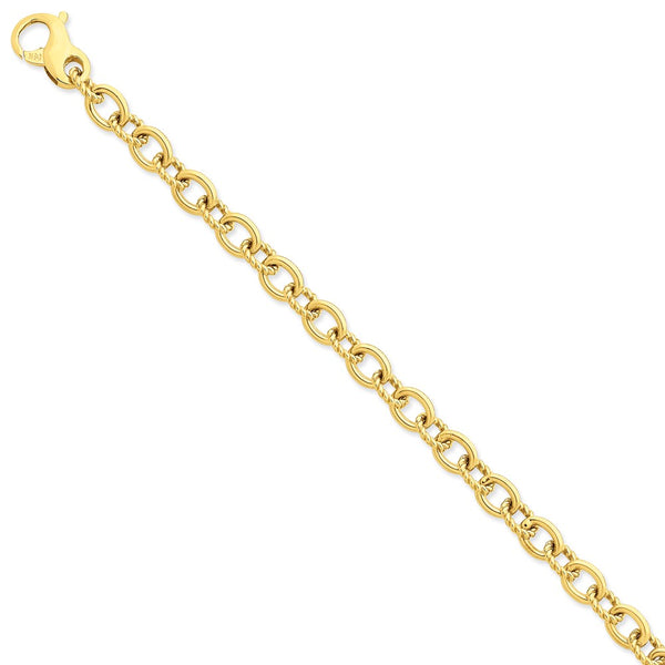 Solid,Casted,Polished,14K Yellow Gold,Fancy Lobster Clasp