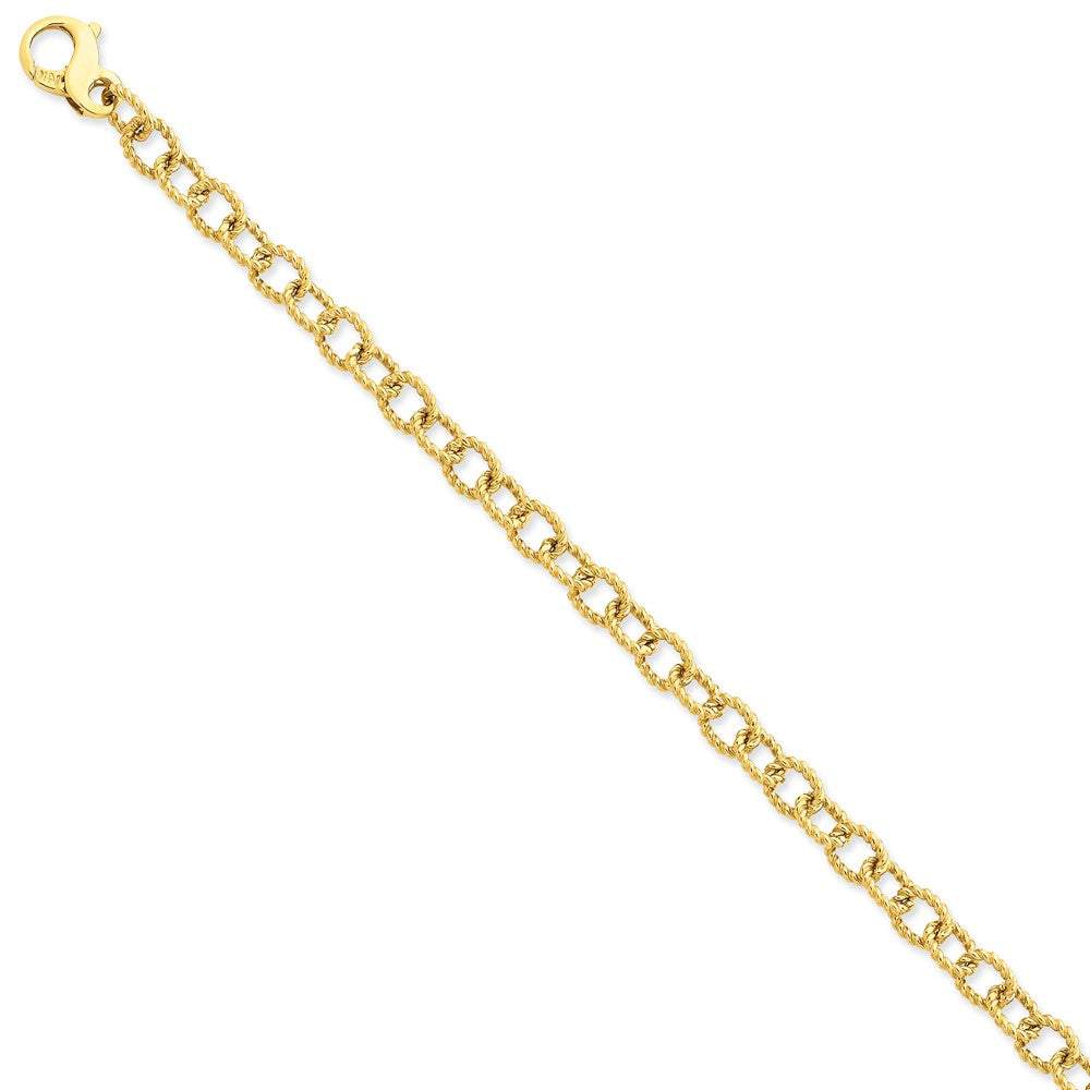 Solid,Casted,Polished,14K Yellow Gold,Fancy Lobster Clasp