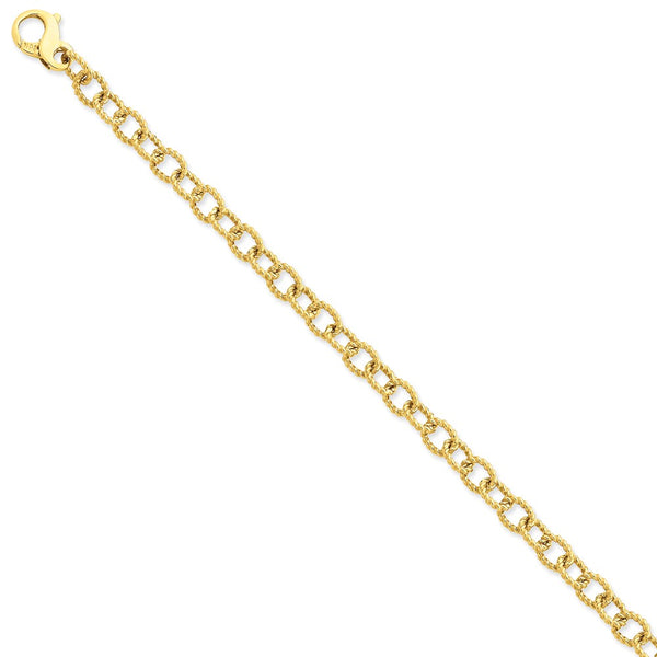 Solid,Casted,Polished,14K Yellow Gold,Fancy Lobster Clasp