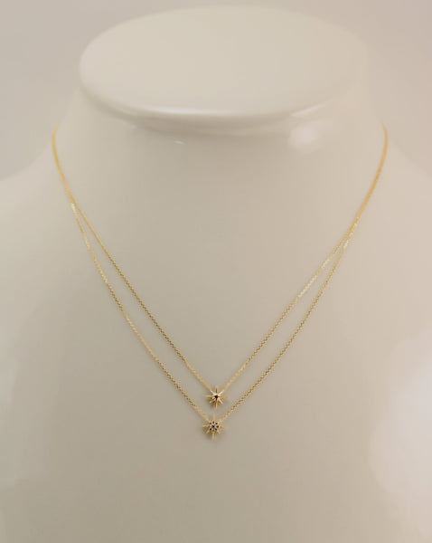 14K Yellow Gold Layered CZ North Star Necklace