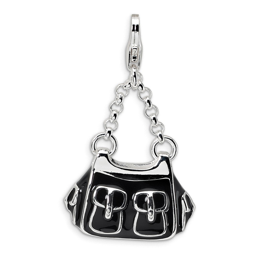 Polished,3-D,Enamel,Sterling Silver,Fancy Lobster Clasp,Rhodium-Plated