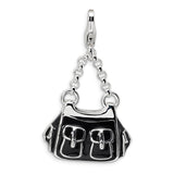 Polished,3-D,Enamel,Sterling Silver,Fancy Lobster Clasp,Rhodium-Plated