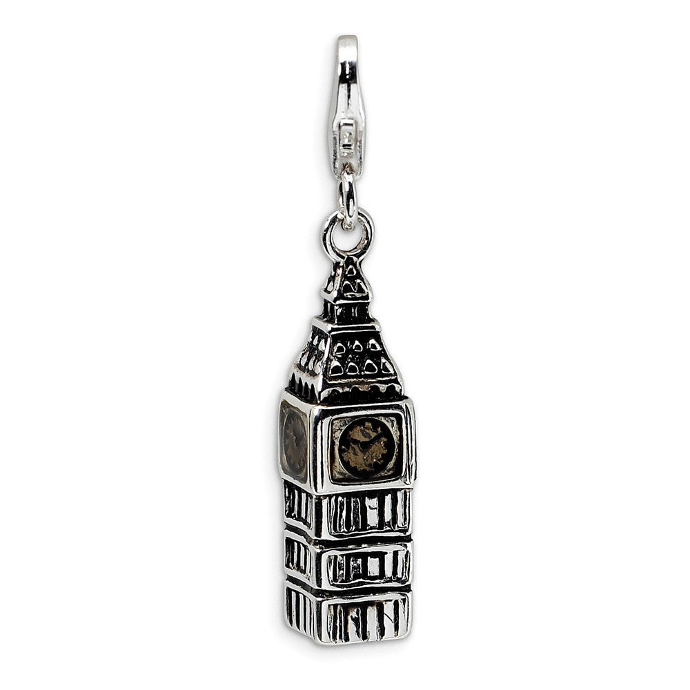 Polished,3-D,Sterling Silver,Fancy Lobster Clasp,Rhodium-Plated,Antiqued