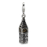 Polished,3-D,Sterling Silver,Fancy Lobster Clasp,Rhodium-Plated,Antiqued