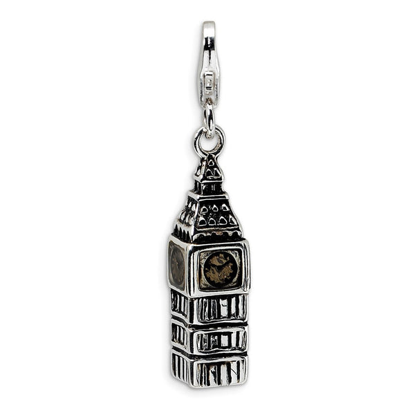 Polished,3-D,Sterling Silver,Fancy Lobster Clasp,Rhodium-Plated,Antiqued