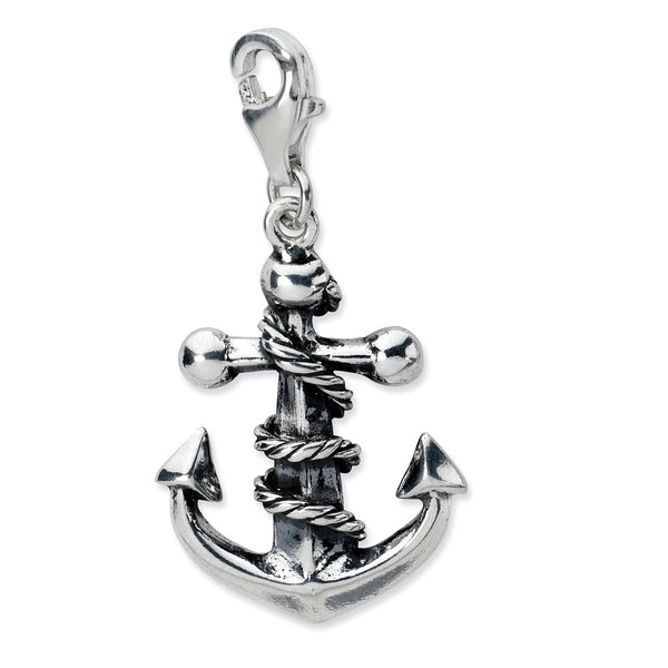 Polished,3-D,Antique Finish,Sterling Silver,Fancy Lobster Clasp,Rhodium-Plated