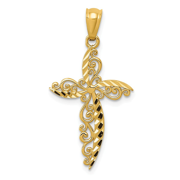 Solid,Diamond Cut,Polished,14K Yellow Gold,Filigree
