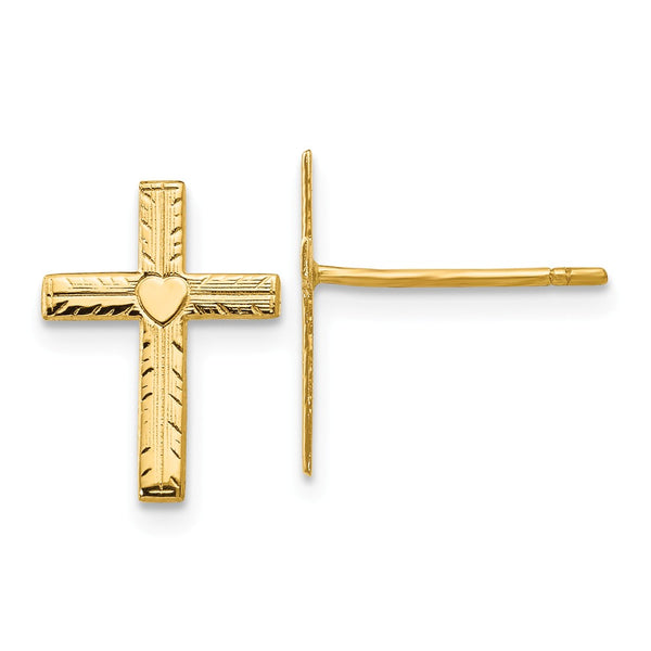 14K Yellow Gold,Post,Polished & Satin