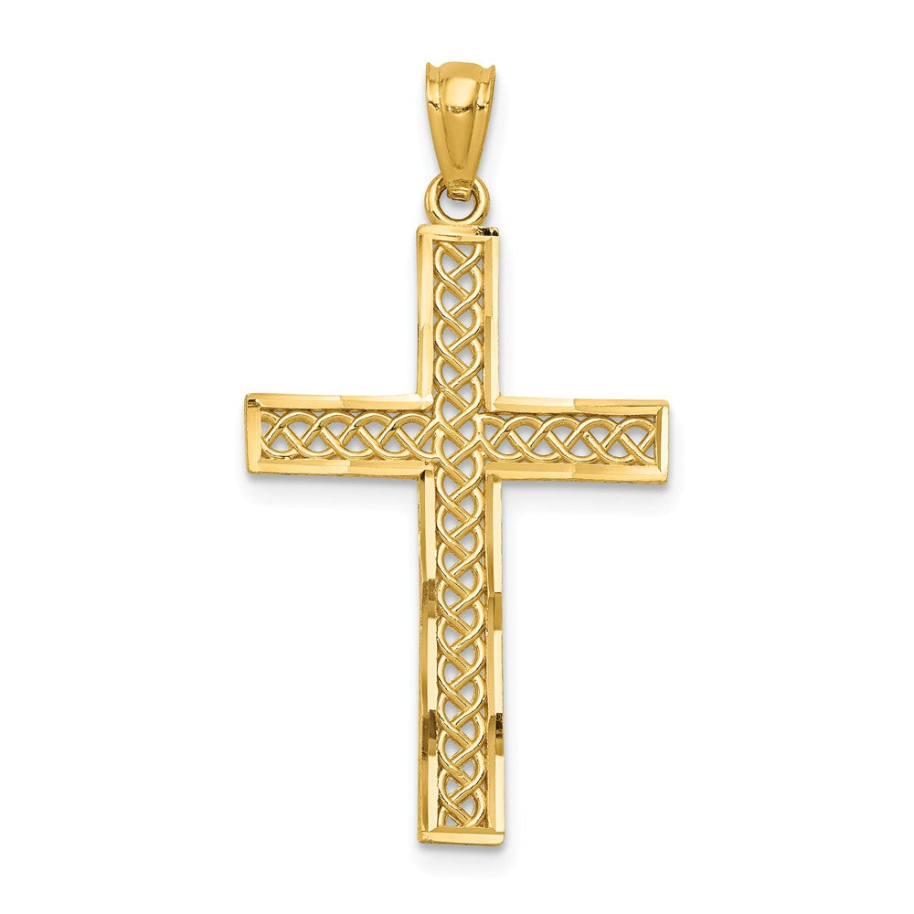 Solid,Diamond Cut,Polished,14K Yellow Gold,Filigree,Textured Back