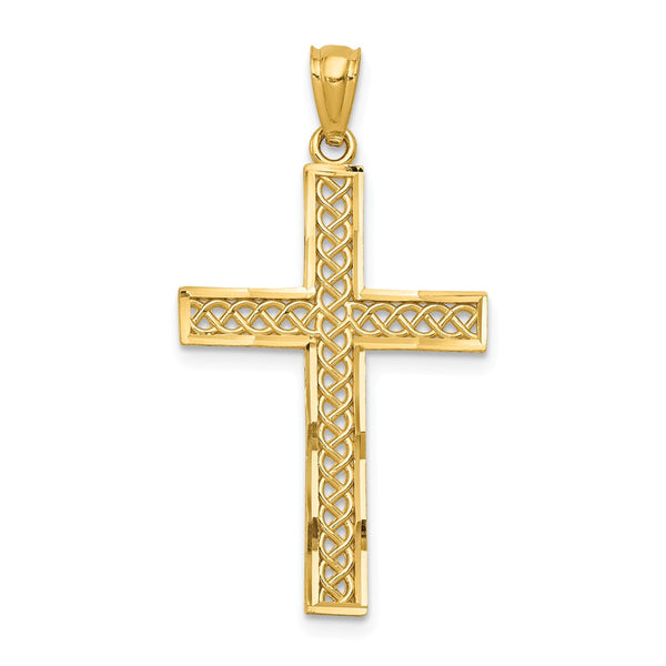 Solid,Diamond Cut,Polished,14K Yellow Gold,Filigree,Textured Back