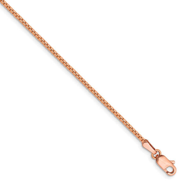 14K Rose Gold 1.3mm Box Chain Chain