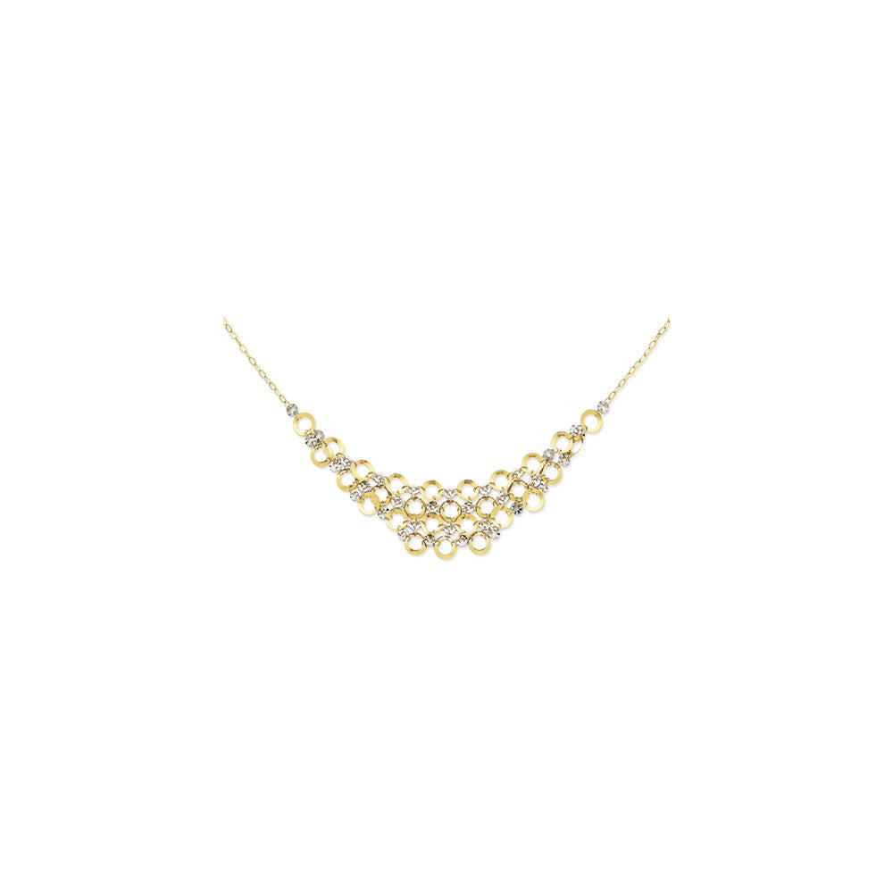 Necklaces,Chain Styles,Gold,Two-Tone,14K,Each,16 in,2 mm,Spring Ring,Adjustable,Fancy