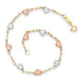 Polished,14K Tri-Color,Spring Ring Clasp,Textured,Twisted,Diamond Cut