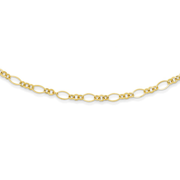 Necklaces,Fancy Necklace,Gold,Yellow,14K,Each,18 in,3 mm,Spring Ring,Fancy