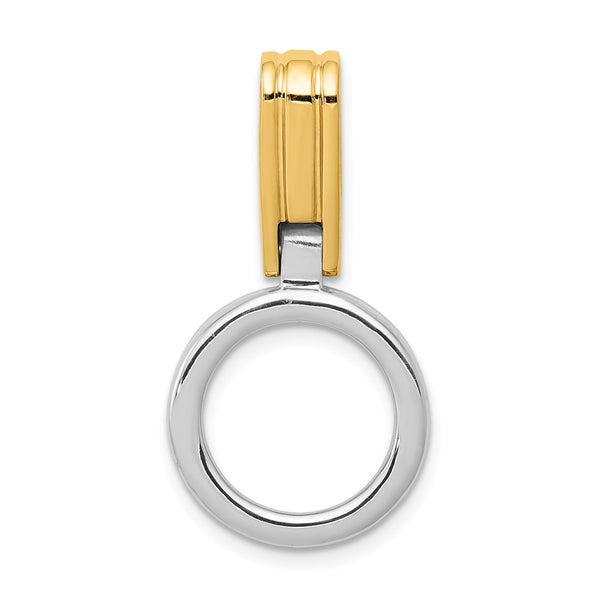 Solid,Casted,Polished,14K Two-Tone,Decorative Bail,Fits Up to 3mm Regular,Fits Up to 6mm Fancy